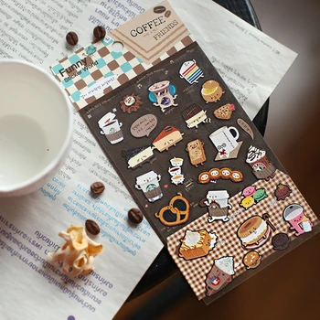 Корея Забавен Scrapbooking Благородна Стикер Кафе Приятели Канцеларски САМ Занаят Украса Стоки За Дома Suatelier Етикети
