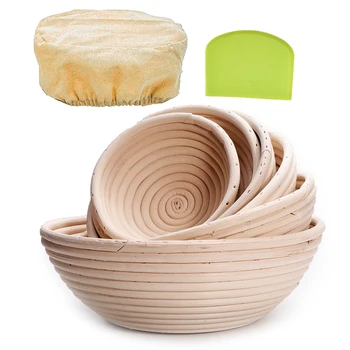 Кошница за proofer хляб Banneton, Мая Brotform Кошница от естествен ратан за печене на хляб - Включва парчето плат и стъргало за тестото