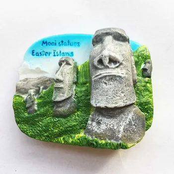 Културното наследство на Чили, Великденския Остров Каменна Статуя Моаи Стерео Магнит За Хладилник 0