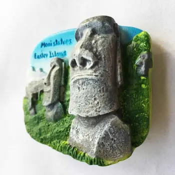 Културното наследство на Чили, Великденския Остров Каменна Статуя Моаи Стерео Магнит За Хладилник 1