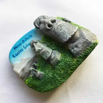 Културното наследство на Чили, Великденския Остров Каменна Статуя Моаи Стерео Магнит За Хладилник 3