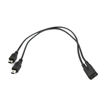 Мини-USB от 1 до 2 Y Разветвительный кабел за USB 2.0 Мини 5 пинов Конектор за двойна 2 Штекерного Конвертор Високоскоростен Кабел за зареждане, Кабел