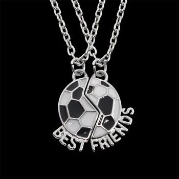 Мода най-Добрите Приятели Колие Футбол Приятелство Висулка Колие От Две Части Спортен Отбор по Футбол Номер BFF Колиета 2021 1