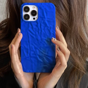 Модерен Klein Синя Торбичка от фолио за iPhone 11 12 13 Pro Max X Xr Xs Max 8 7 Plus 14 Pro 3D с водна ромолящи Матиран устойчив на удари Калъф