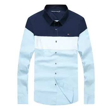 Мъжка марка дизайнерски памучен риза Harmont Блейн, ежедневни лоскутная риза с дълъг ръкав, Мъжки блуза, риза camisa masculina homme, мъжки блузи 0