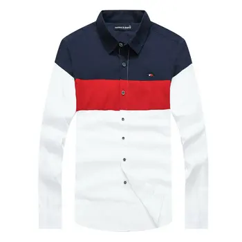 Мъжка марка дизайнерски памучен риза Harmont Блейн, ежедневни лоскутная риза с дълъг ръкав, Мъжки блуза, риза camisa masculina homme, мъжки блузи 2