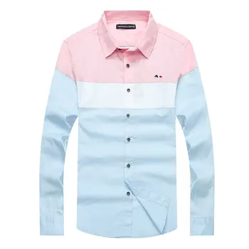 Мъжка марка дизайнерски памучен риза Harmont Блейн, ежедневни лоскутная риза с дълъг ръкав, Мъжки блуза, риза camisa masculina homme, мъжки блузи 4