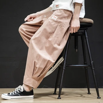 Мъжки Зреещи Harajuku, 2023, Мъжки Летни Памучни Ленени Панталони За Бягане, Мъжки Реколта Спортни Панталони в Китайски Стил, Модни