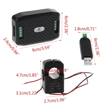 Напрежение адаптер AC 100A Текущата Енергия Hz фактор на мощността Модул RS485 Modbus с CT + USB 5