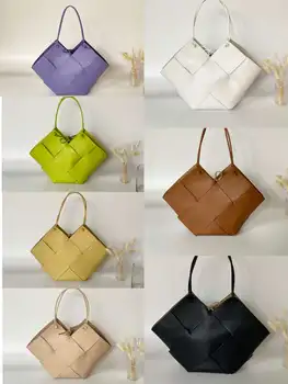 Нова Мода Брандираната Дизайнерска Кожена Тканая Мека Кожена Чанта С Голям Капацитет За Доставка, Дамска Чанта На Рамото