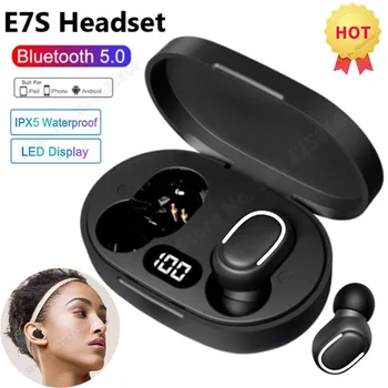 Професионални Безжични Слушалки E7S 5,0 Bluetooth Слушалки Hi-Fi Без Загуба на Звук Слушалки Спортни Мини Слушалки TWS За Смартфони
