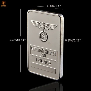 Рядка 1 Унция Немски Сребро 999 проба Liberty Eagle Totem сребърно покритие Греда с Акрил Защитни Капсули 2