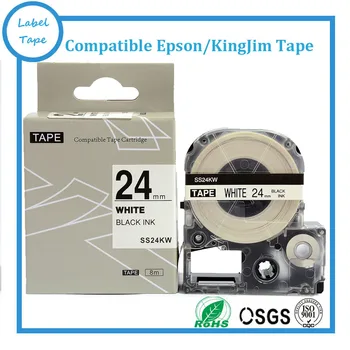 Съвместим 24 мм, черен на бял SS24KW за принтер tepra и labelworks