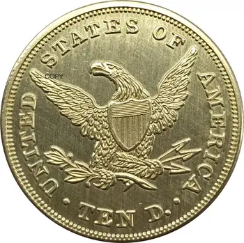 Съединените Щати 10 долара Орел с Корона във формата на Главата, без девиза 1843 Латунная Метална Копирни монета 1