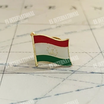 Таджикистан Национален Флаг Европа Игли За Ревери Crystal Епоксидни Метална Емайл Икона Боя Брошка Спомен Костюм Индивидуални Подаръци