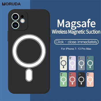 Течен Силиконов Магнитен Калъф в Магнит за iPhone 13 12 11 14 Pro Max Mini 7 8 Plus X XS Max Xr Калъф за безжичното Зареждане Magsafing