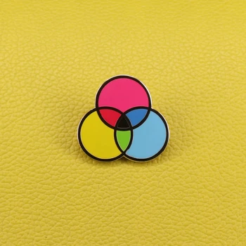 Трите основни цвята на емайла на жени мастило проба брошки CMYK боя арт иконата графичен дизайн Подарък за Ghica