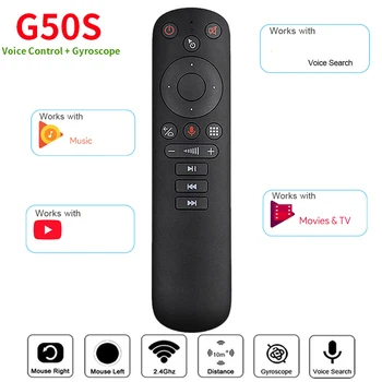 Универсален G50S 2,4 G Безжична Въздушна Мишка Жироскоп Google IR модул за обучение Умно Дистанционно Управление Приемник G50 за Android TV Box Youtube