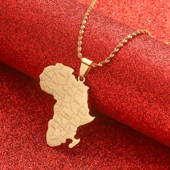 Хип-хоп Африка Карта Висулка Колие Бижута Мали Нигерия, Конго, Судан, Либия, Етиопия Мали Египет Карта Бижута 0