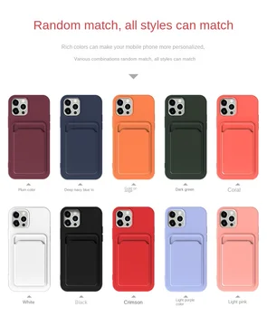 Цветна Луксозен, Мек калъф от TPU с джоб за карти за iPhone 14 Pro Max 14 Plus 13 12 11 Pro X XR XS 7 Plus 8G SE 2020 Аксесоари