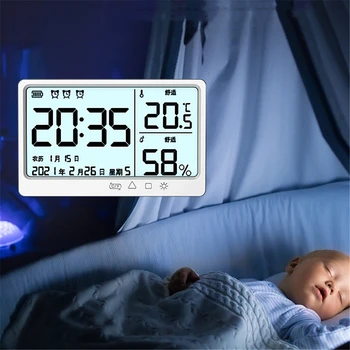 Цифров LCD Измерване на Температурата И Влажността В Помещението метеорологичната станция Часовници Детска Стая USB Зареждане на Електронен Термометър, Влагомер