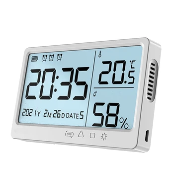Цифров LCD Измерване на Температурата И Влажността В Помещението метеорологичната станция Часовници Детска Стая USB Зареждане на Електронен Термометър, Влагомер 1