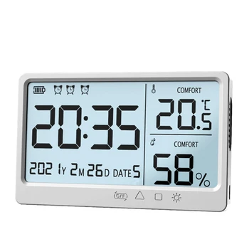 Цифров LCD Измерване на Температурата И Влажността В Помещението метеорологичната станция Часовници Детска Стая USB Зареждане на Електронен Термометър, Влагомер 4